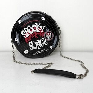 KILLSTAR Spooky Songs Vinyl Record Bag Black Vegan Leather Goth Circle Crossbody